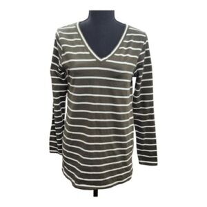 Zenana Outfitters Green and White Striped Long Sleeve Top